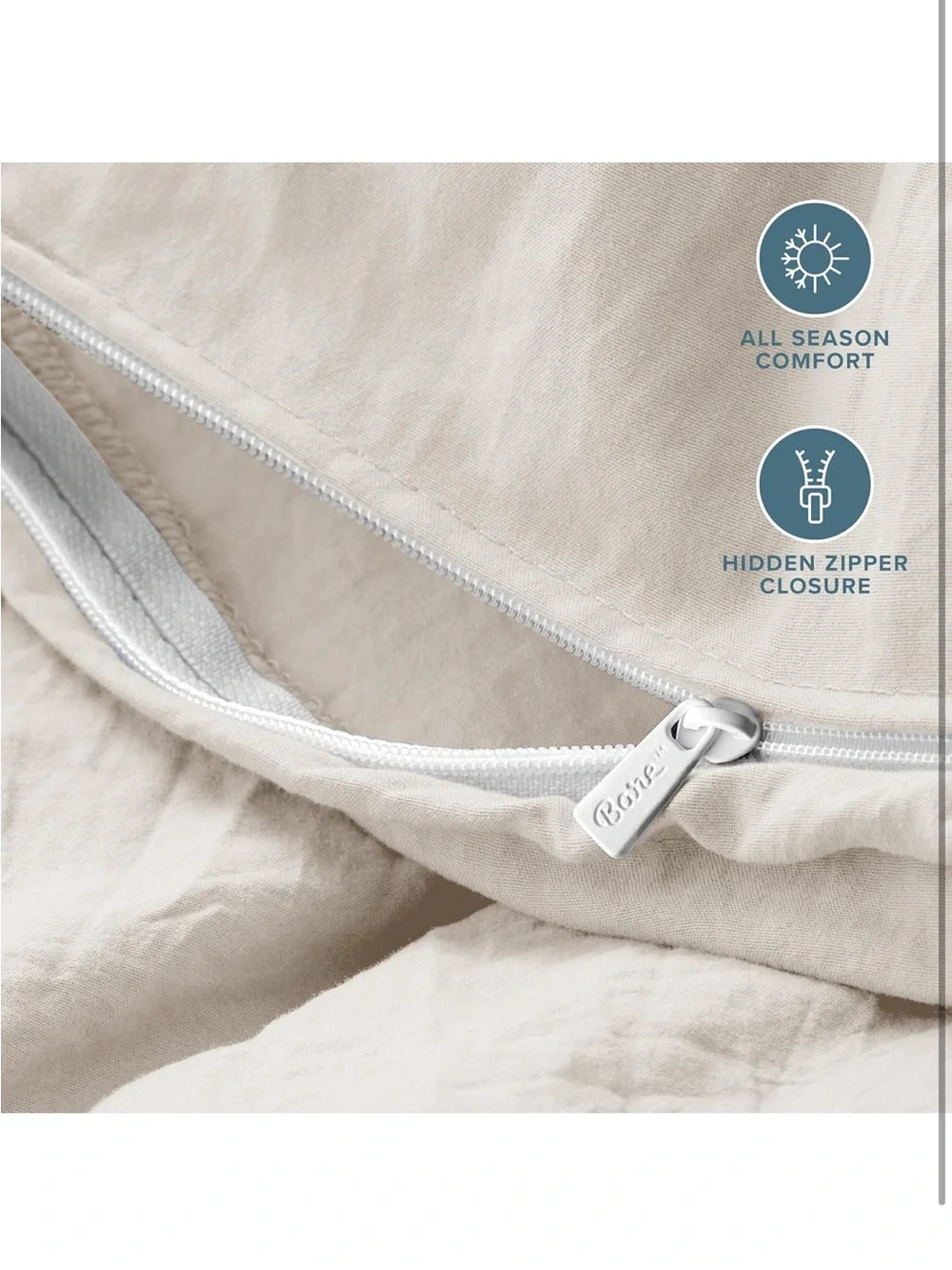 NEW Bare Home Microfiber Duvet Cover Set - Twin/Twin Extra Long. Color: Fog